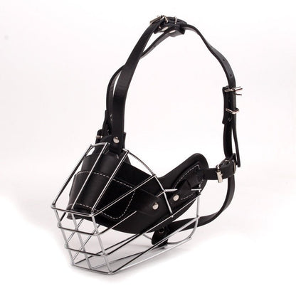 Leather Wire Cage Dog Muzzle - Black Fox Security Group